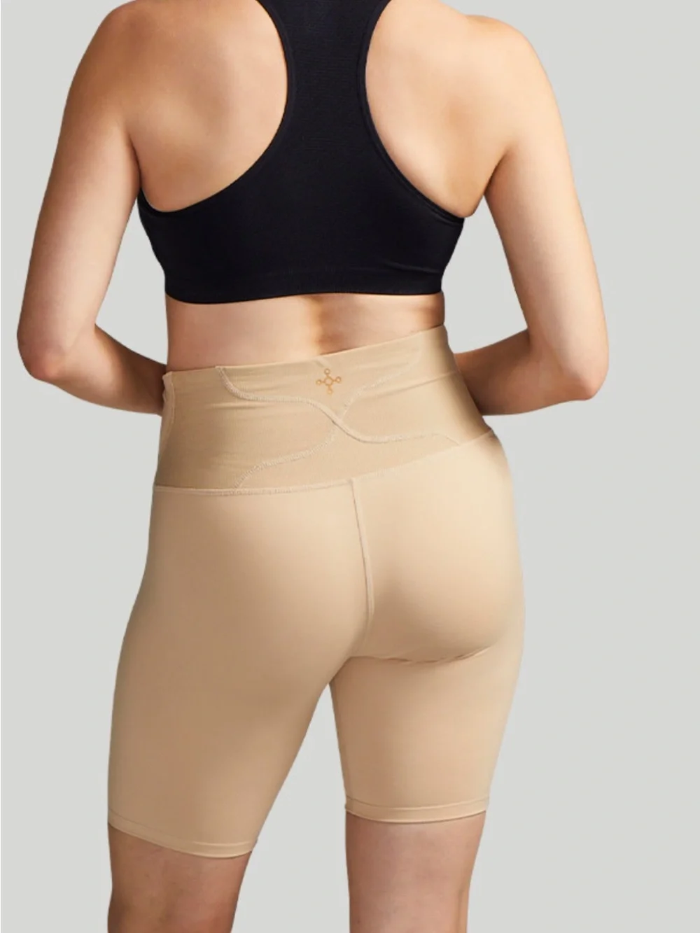 High-Waist Shaping Bike Shorts in Beige